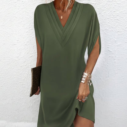 Women's Summer Dress V Neck Split Sleeve | Casual Chic Dress