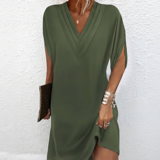 Women's Summer Dress V Neck Split Sleeve | Casual Chic Dress
