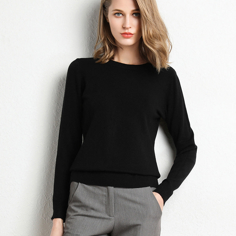 Casual Wool Sweater with Crew Neck and Warm Long Sleeves for Women | Perfect for Casual Days