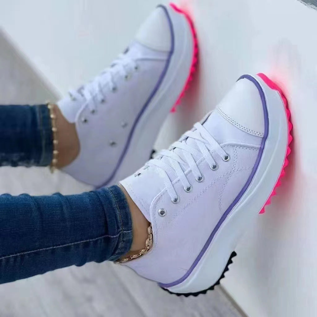 Women’s Solid Color Lace-Up Sneakers