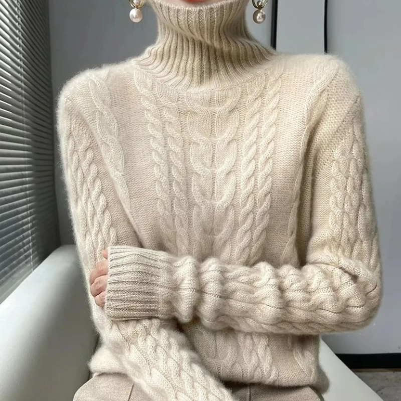 Mika - Warm Knitted Cord Point Cashmere Jumper