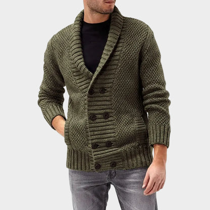 Men's Knitted Winter Jumper Buttons Pockets