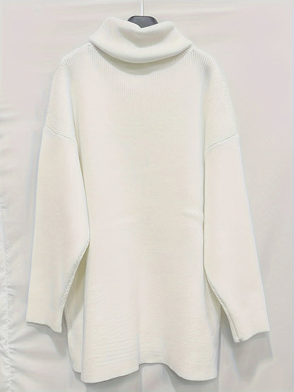 Women's Oversized Solid Colour Turtleneck Jumper | Ideal for Winter