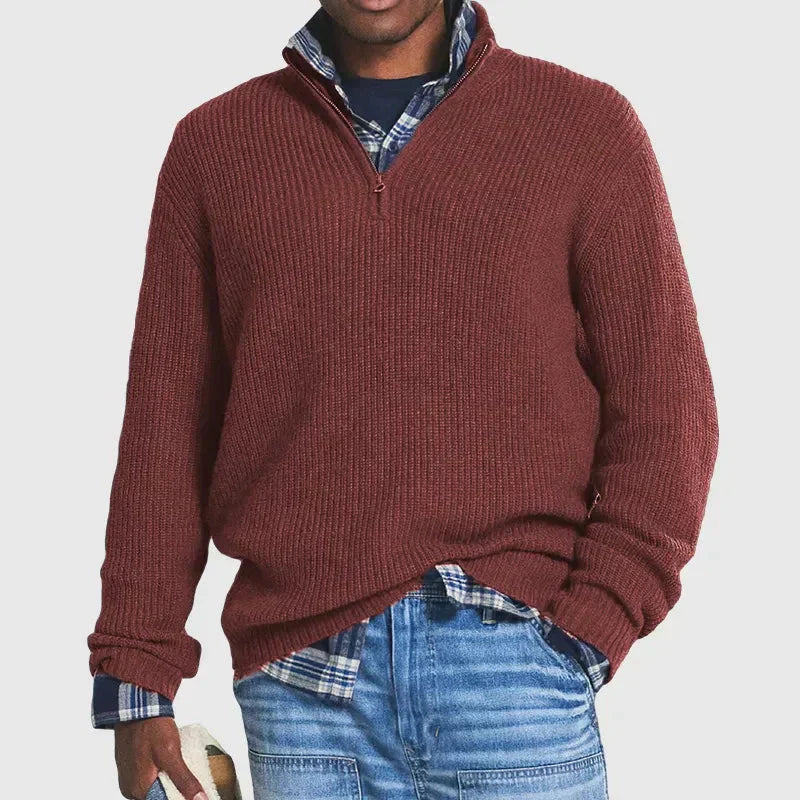 Toby - Men's Vintage Solid-Colour Cashmere Quarter Zip Jumper