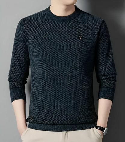 Men's Casual Round Neck Jumper with Patchwork  | Ideal for Winter