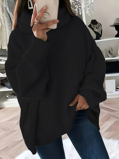 Women's Oversized Solid Colour Turtleneck Jumper | Ideal for Winter