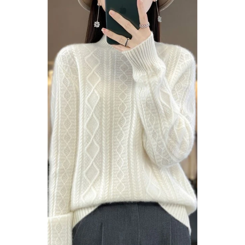 Cable Knit Turtleneck Jumper for Women