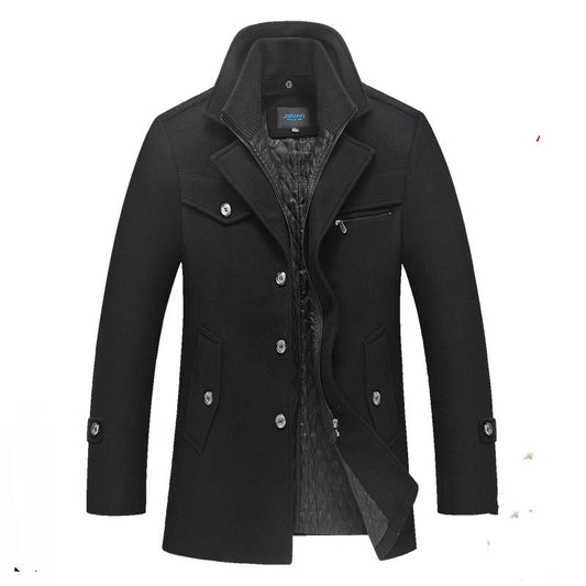 Comfortable Long Woolen Coat With Double Zipper For Men  | Ideal for Winter