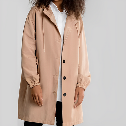 Hooded Rain Jacket with Drawstring For Women