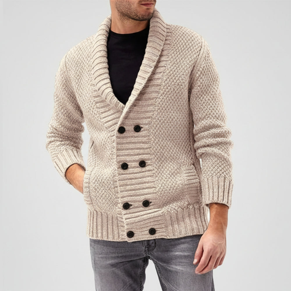 Men's Knitted Winter Jumper Buttons Pockets