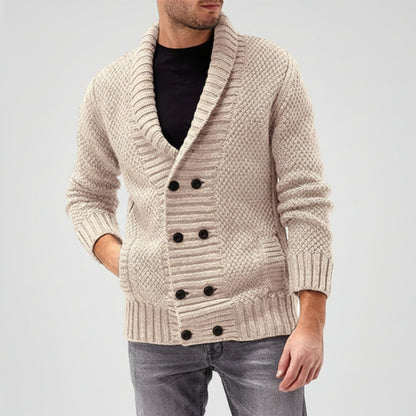 Men's Knitted Winter Jumper Buttons Pockets
