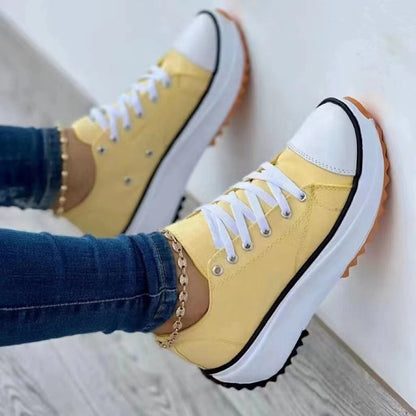 Women’s Solid Color Lace-Up Sneakers