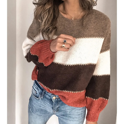 Women's Stylish Cashmere Jumper with Color Accents | Ideal for Winter