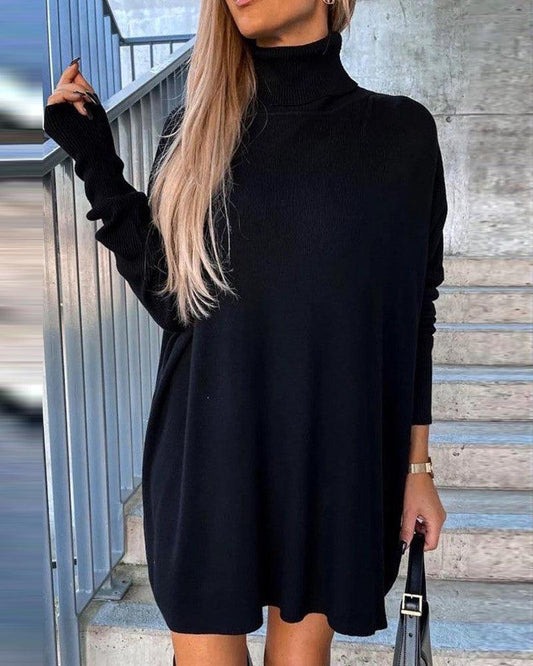 Women's Stylish Midi Black Cashmere Dress Jumper  |  Ideal for  winter