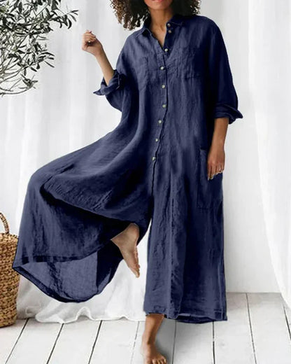 Women's Oversized Linen Jumpsuit with Buttons | Ideal for Summer