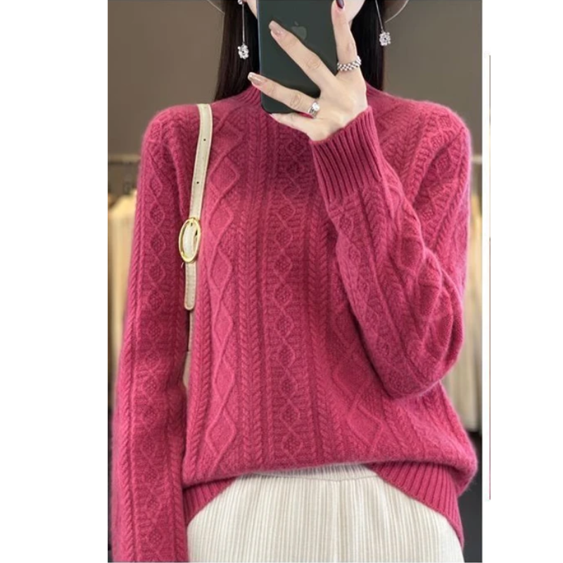 Cable Knit Turtleneck Jumper for Women