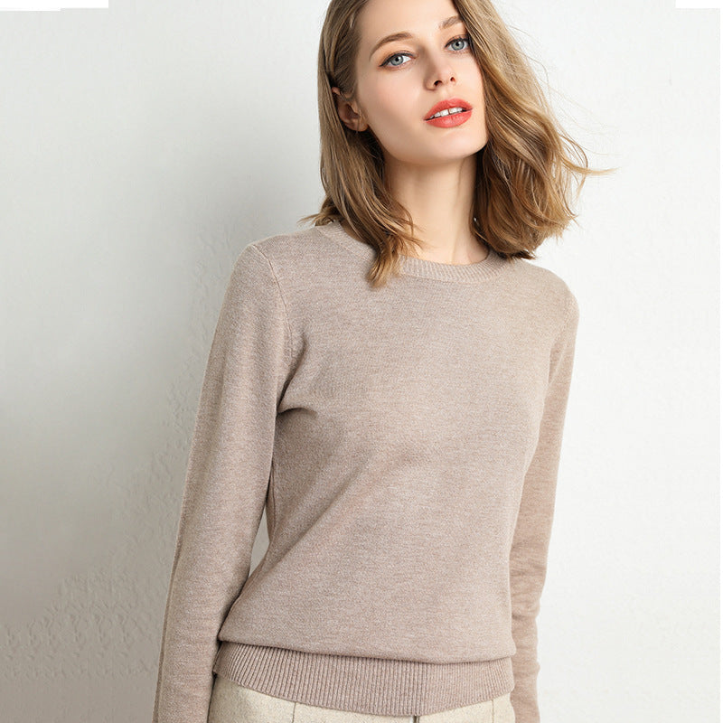 Casual Wool Sweater with Crew Neck and Warm Long Sleeves for Women | Perfect for Casual Days