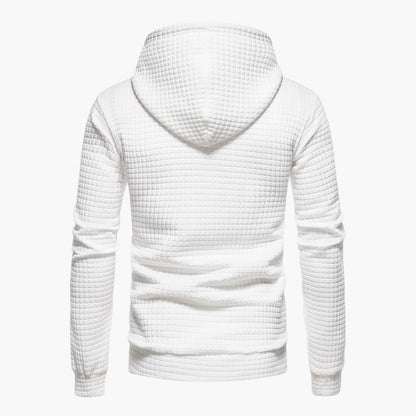 Men's Solid Colour Hoodie with Patterned Geometric Design | Ideal for Winter