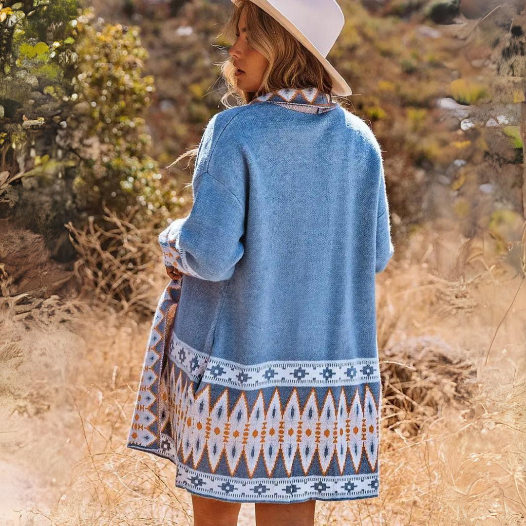 Women's Elegant Multicoloured Long Open Front Cashmere Cardigan | Ideal for Winter