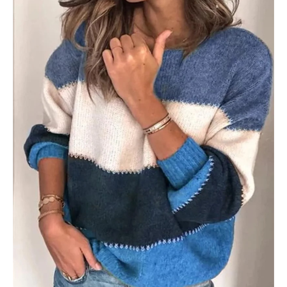 Women's Stylish Cashmere Jumper with Color Accents | Ideal for Winter