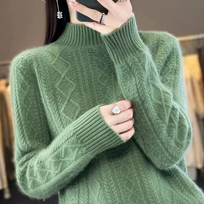 Cable Knit Turtleneck Jumper for Women