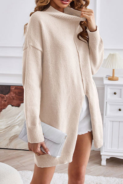 Women's Cozy Turtleneck Jumper with Middle Slit | Ideal for Winter