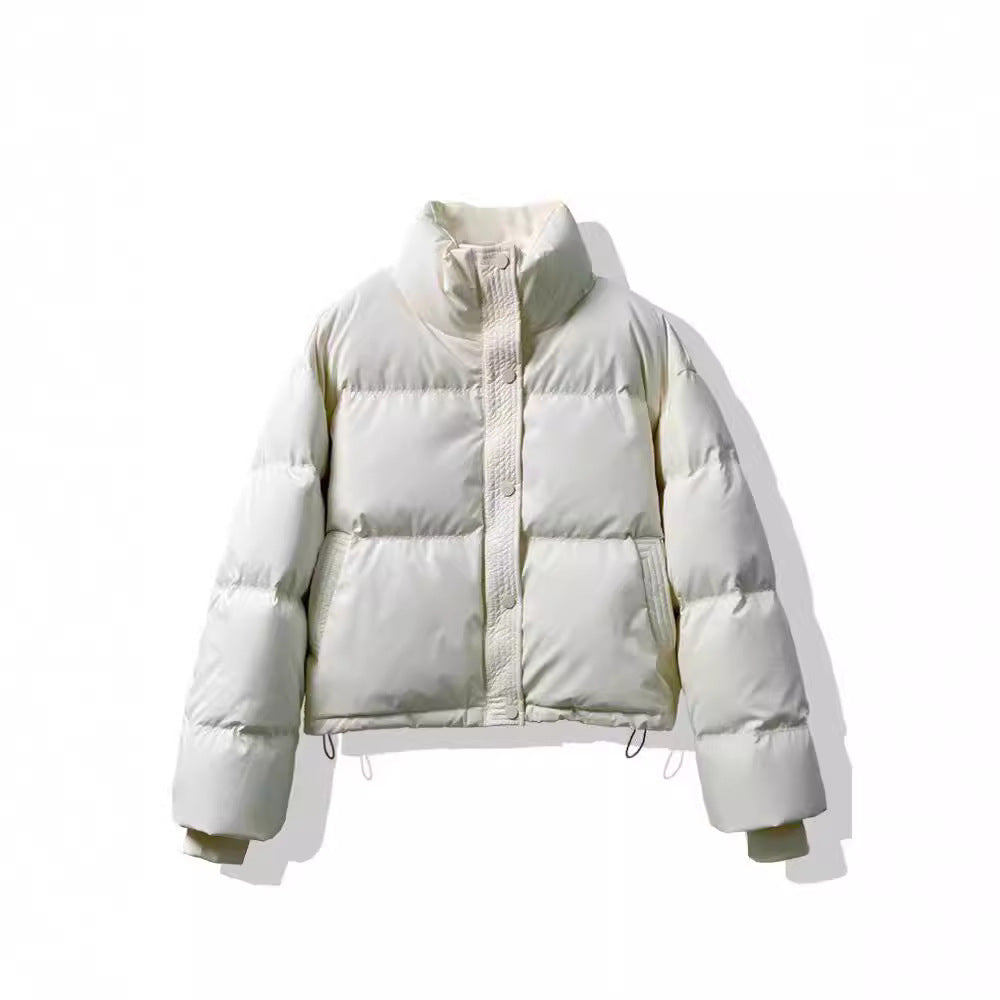 Warm Winter Jacket With Puffer Short Vegan Leather Elegant For Women | Ideal for Winter
