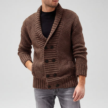 Men's Knitted Winter Jumper Buttons Pockets