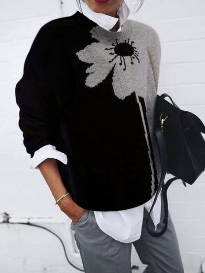 Bella - Women's Stylish Printed Crew Neck Jumper
