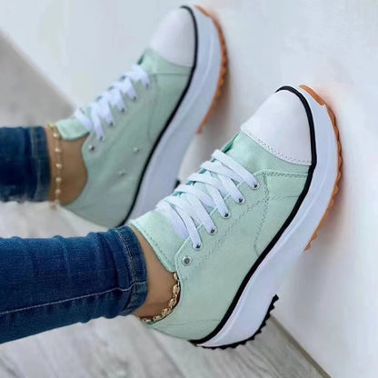 Women’s Solid Color Lace-Up Sneakers