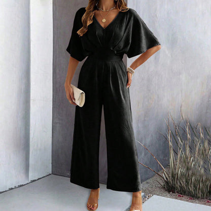 Women's Casual V-Neck Short Sleeve Jumpsuit | Perfect for Casual Days