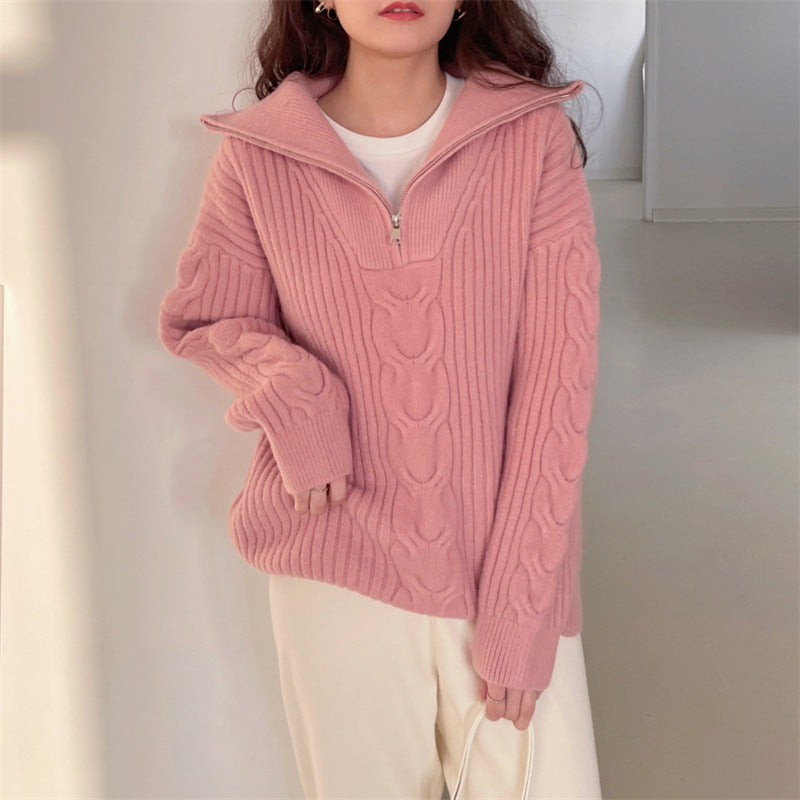 Women's Chic White Turtleneck Jumper with Zip | Ideal for Autumn/Winter
