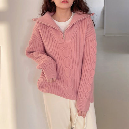 Women's Chic White Turtleneck Jumper with Zip | Ideal for Autumn/Winter