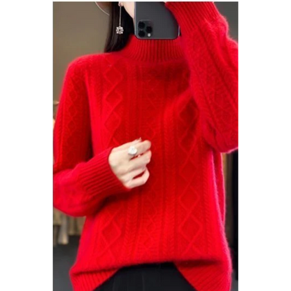 Cable Knit Turtleneck Jumper for Women