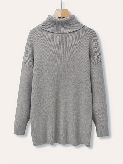 Women's Oversized Solid Colour Turtleneck Jumper | Ideal for Winter