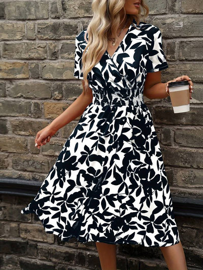 Women's Elegant High-Quality Wrap Dress with Short Sleeves