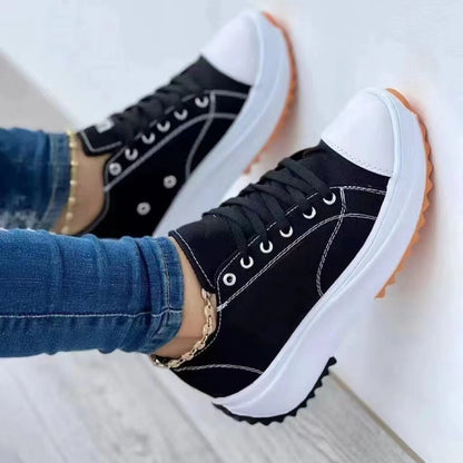 Women’s Solid Color Lace-Up Sneakers