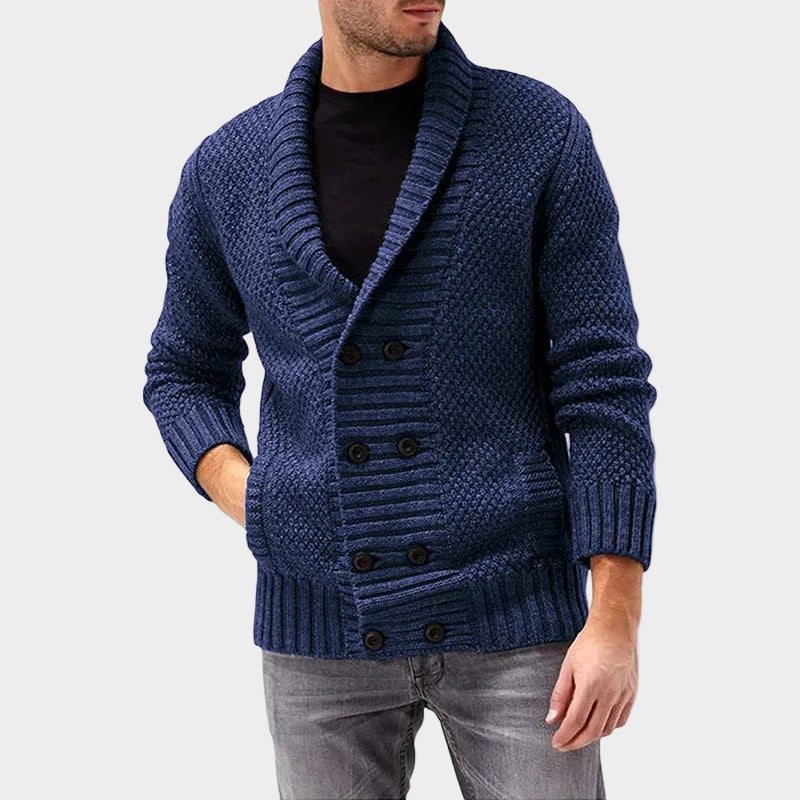 Men's Knitted Winter Jumper Buttons Pockets