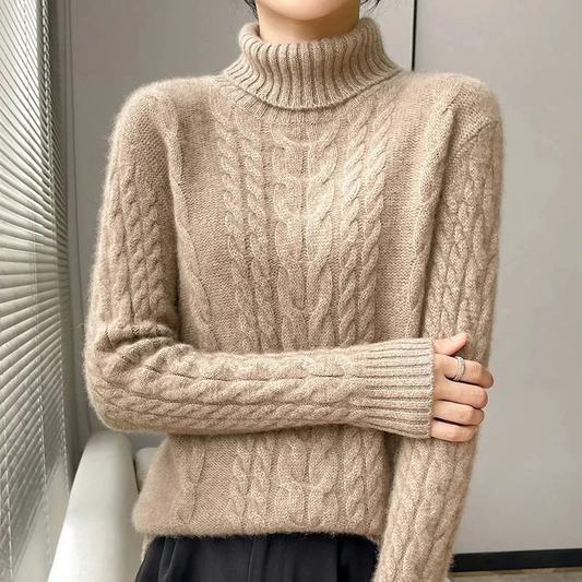 Mika - Warm Knitted Cord Point Cashmere Jumper