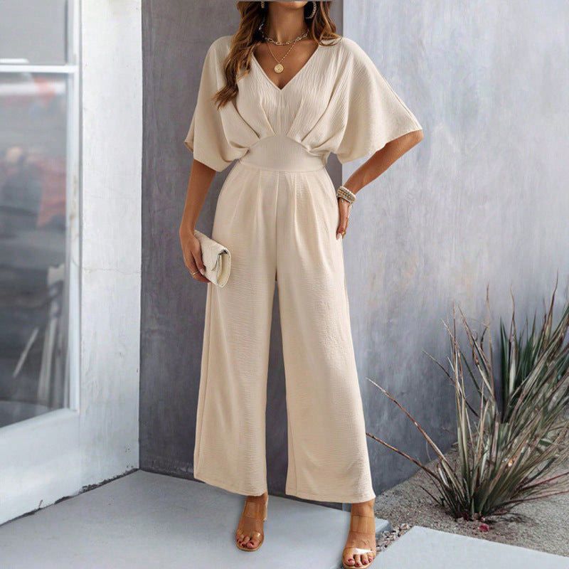 Women's Casual V-Neck Short Sleeve Jumpsuit | Perfect for Casual Days