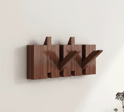 Wall Coat Rack Wood Foldable Hook Entryway Organizer