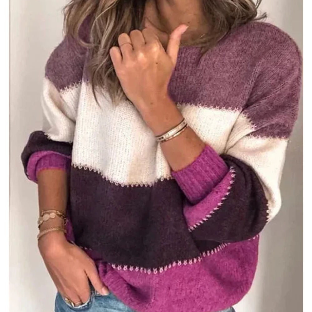 Women's Stylish Cashmere Jumper with Color Accents | Ideal for Winter