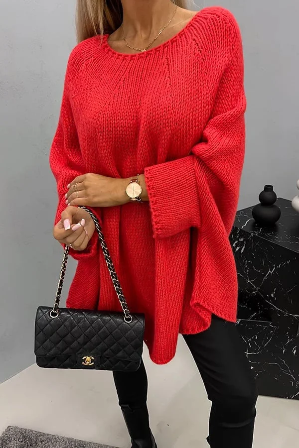 Women's Oversize Crew Neck Knit Jumper | Ideal for Winter