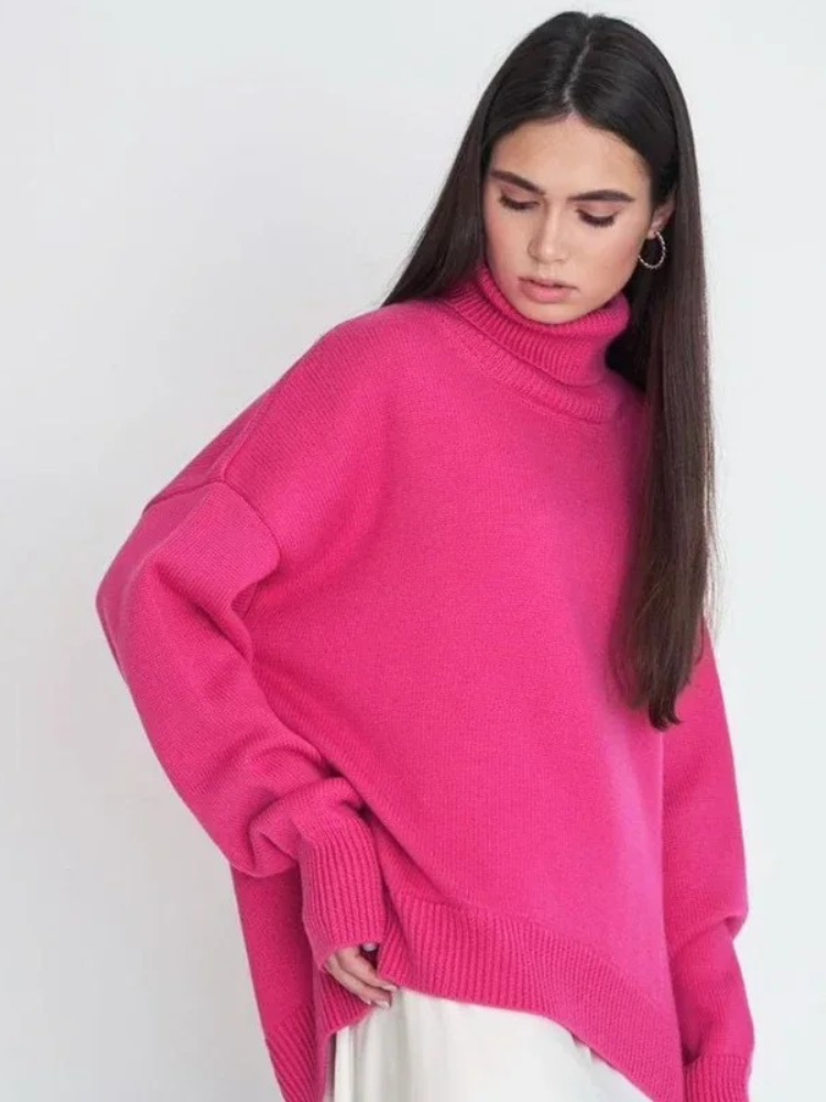 Women's Loose Fit Turtleneck Knit Jumper for Women | Ideal for winter