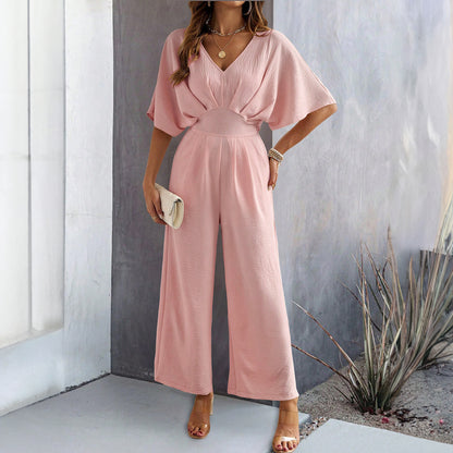 Women's Casual V-Neck Short Sleeve Jumpsuit | Perfect for Casual Days