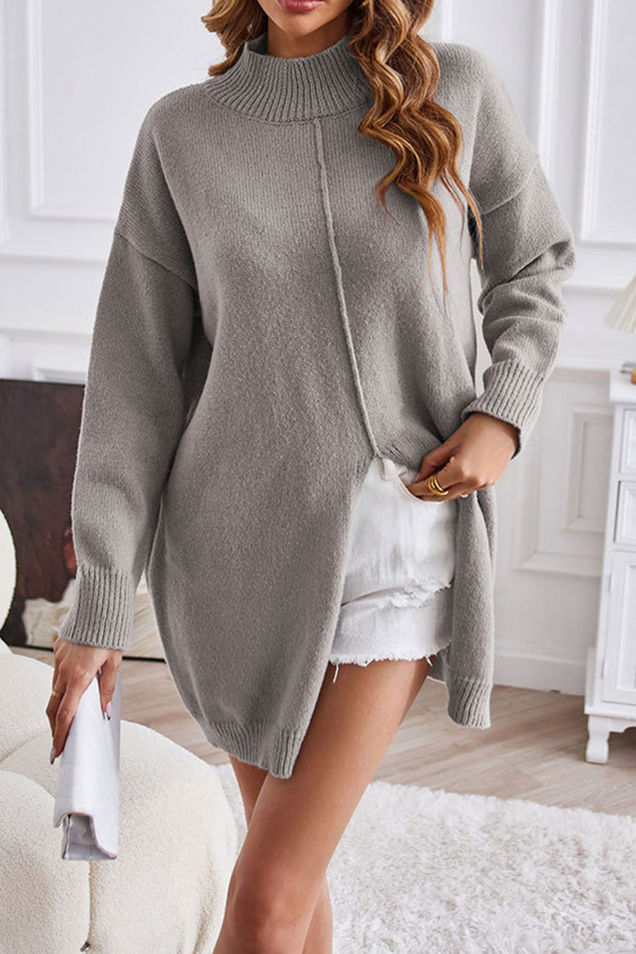 Women's Cozy Turtleneck Jumper with Middle Slit | Ideal for Winter