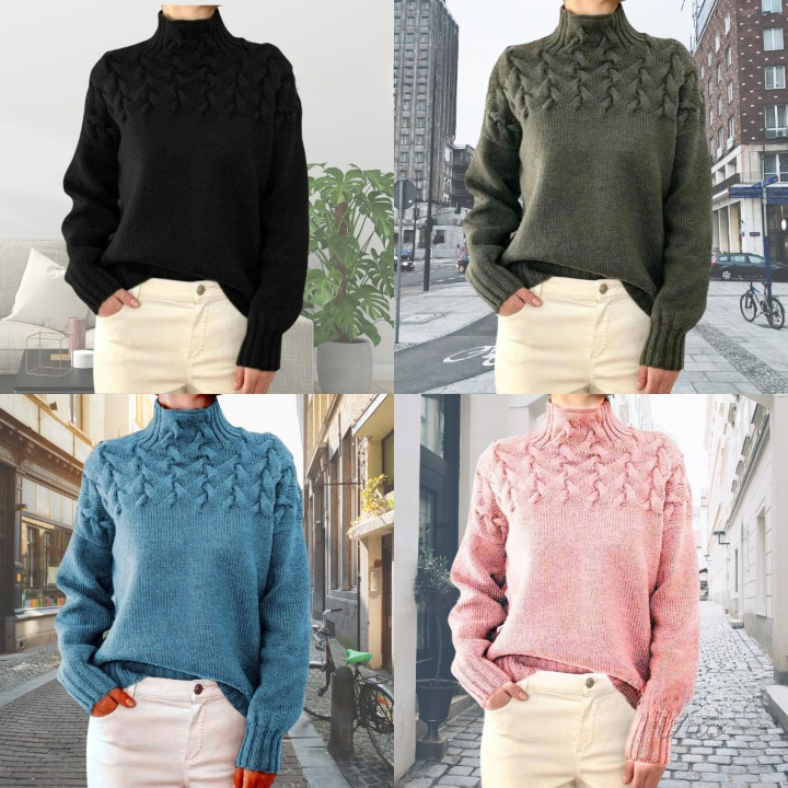 Stylish Cotton Turtleneck Knitted Sweater for Women | Perfect for Casual Days