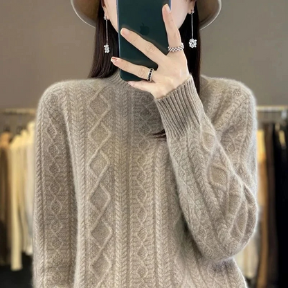 Cable Knit Turtleneck Jumper for Women