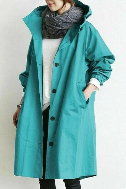 Hooded Rain Jacket with Drawstring For Women