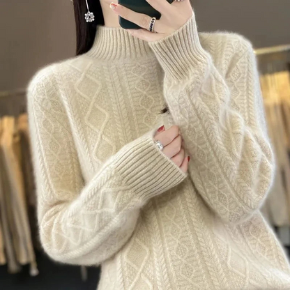 Cable Knit Turtleneck Jumper for Women